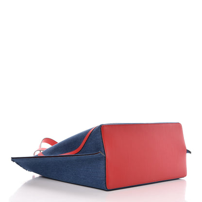Valentino Garavani Denim Large Escape Tote Blue Red 5 of 13