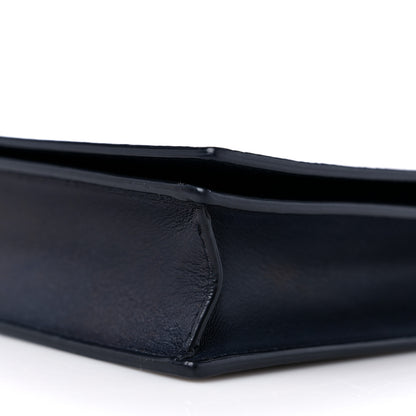 Celine Smooth Lambskin Frame Evening Chain Clutch Terracotta Navy 9 of 10