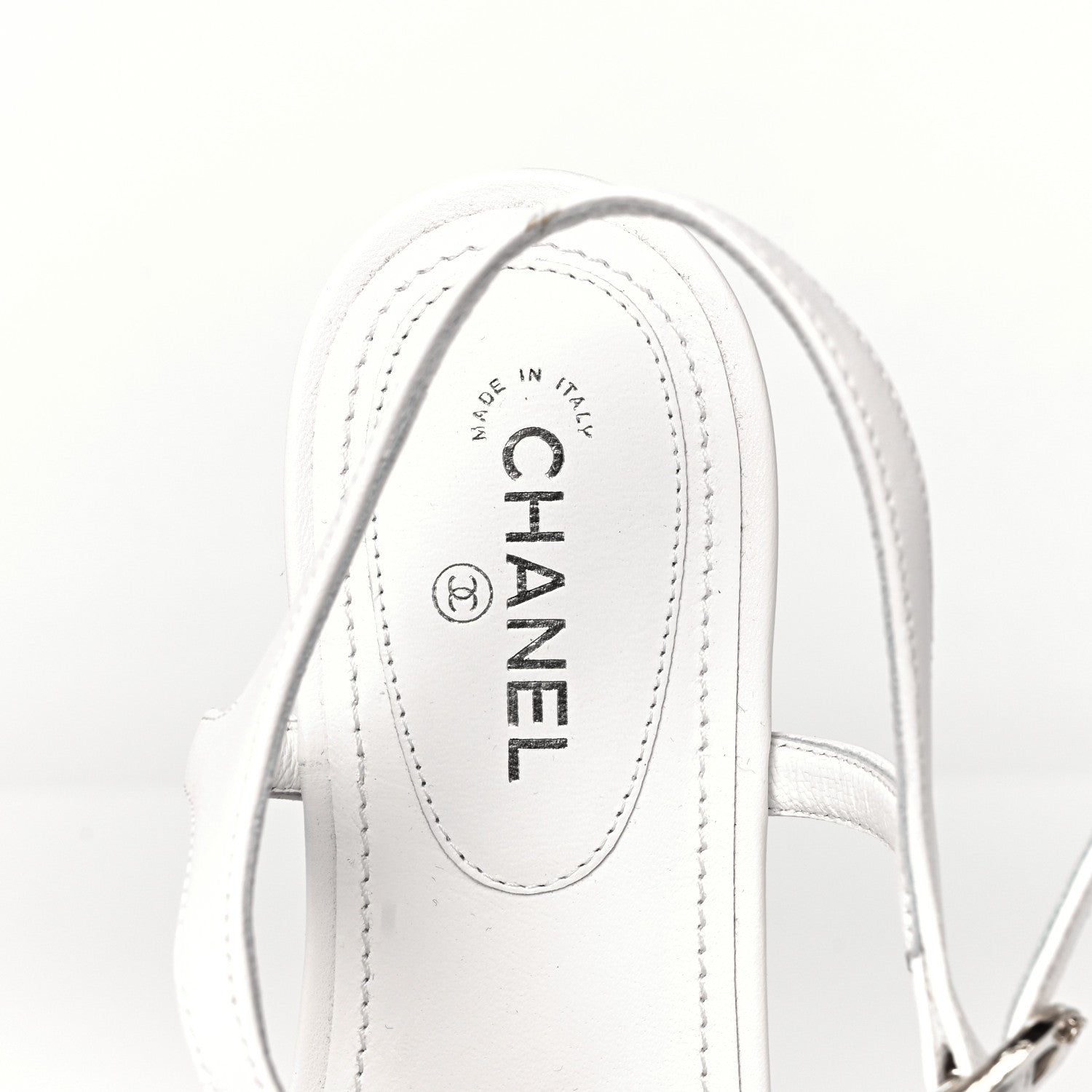 Chanel Lambskin Charm Thong Sandals 37 White 7 of 8