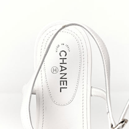 Chanel Lambskin Charm Thong Sandals 37 White 7 of 8