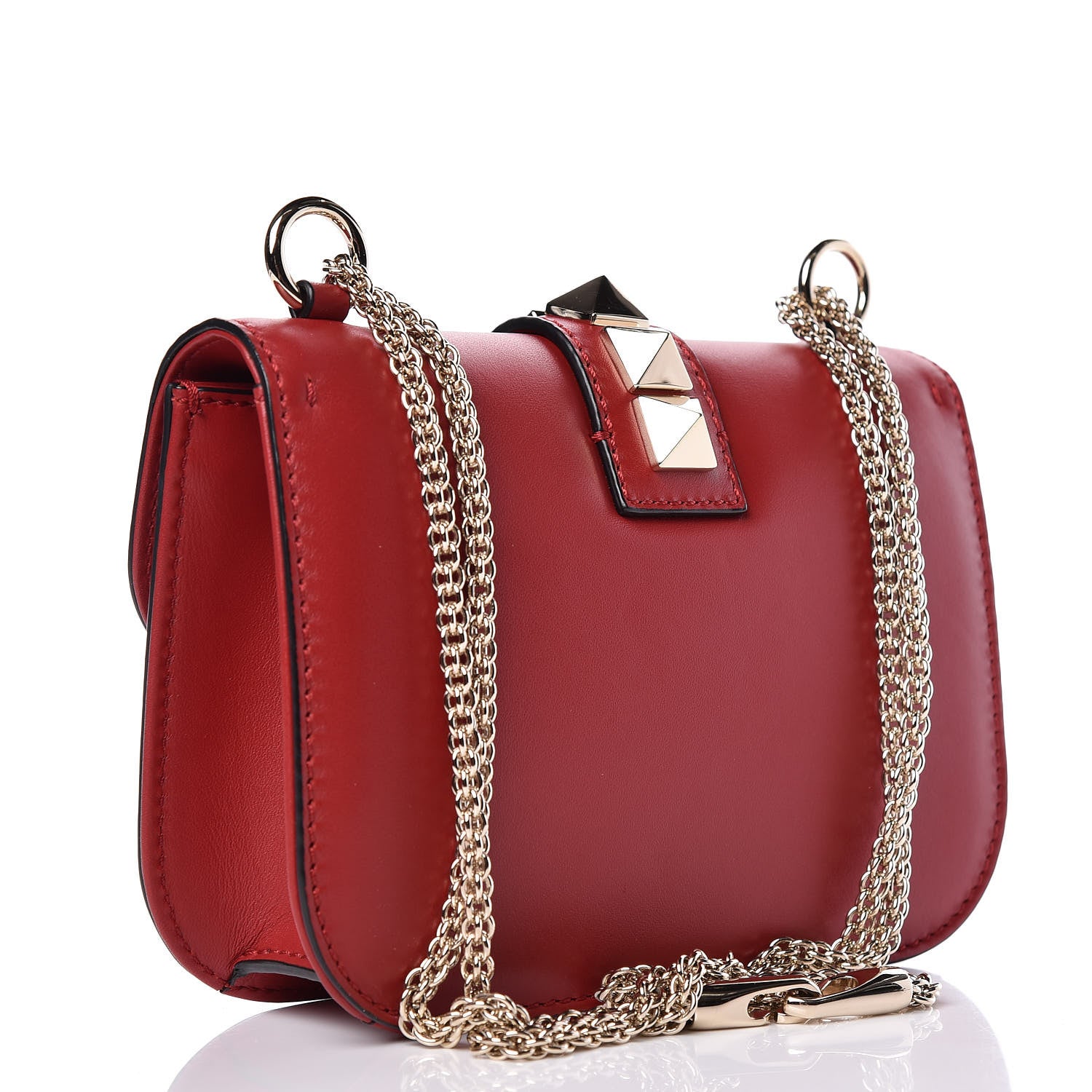 Valentino Garavani Vitello Small Glam Lock Rockstud Flap Red 3 of 11