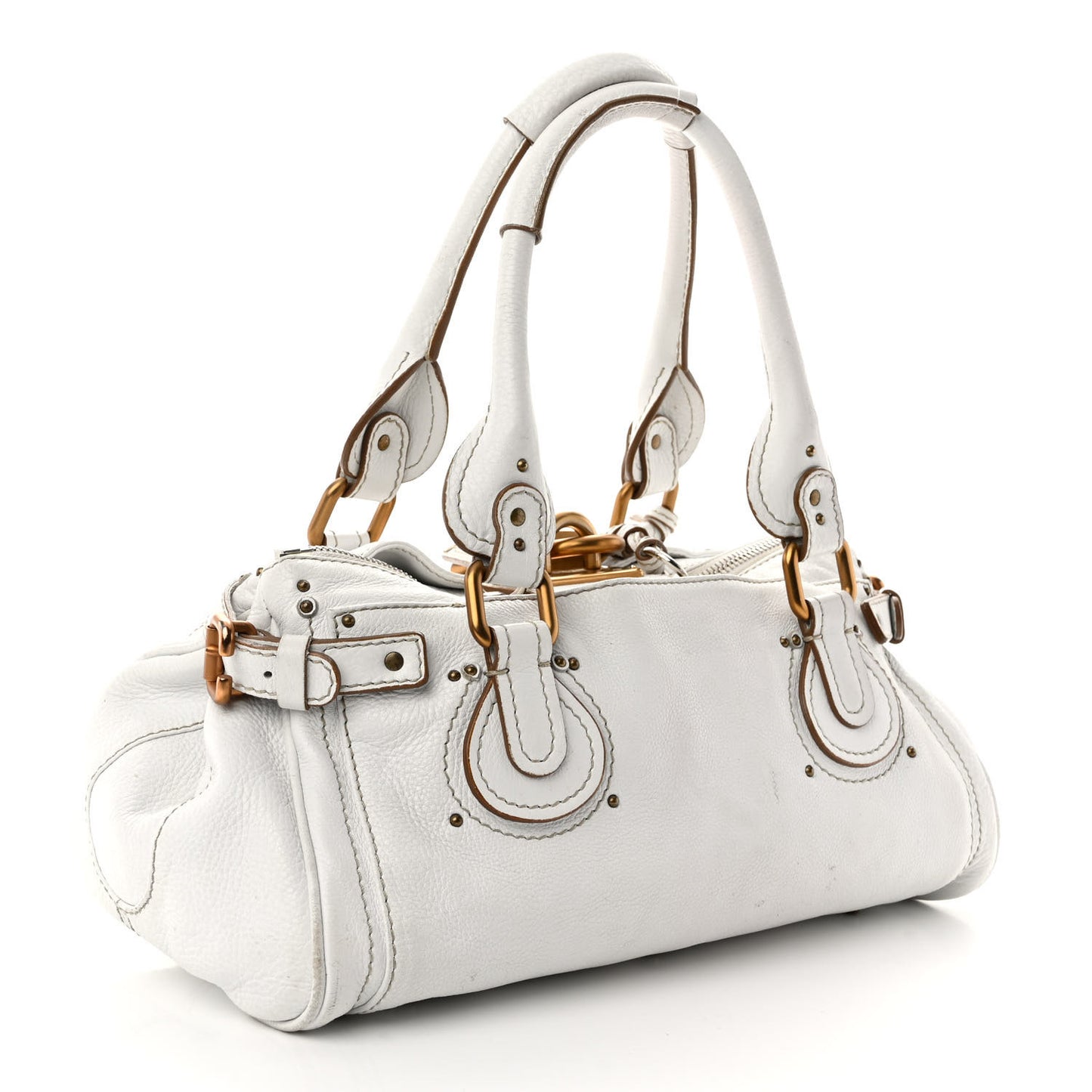 Calfskin Medium Paddington Satchel White