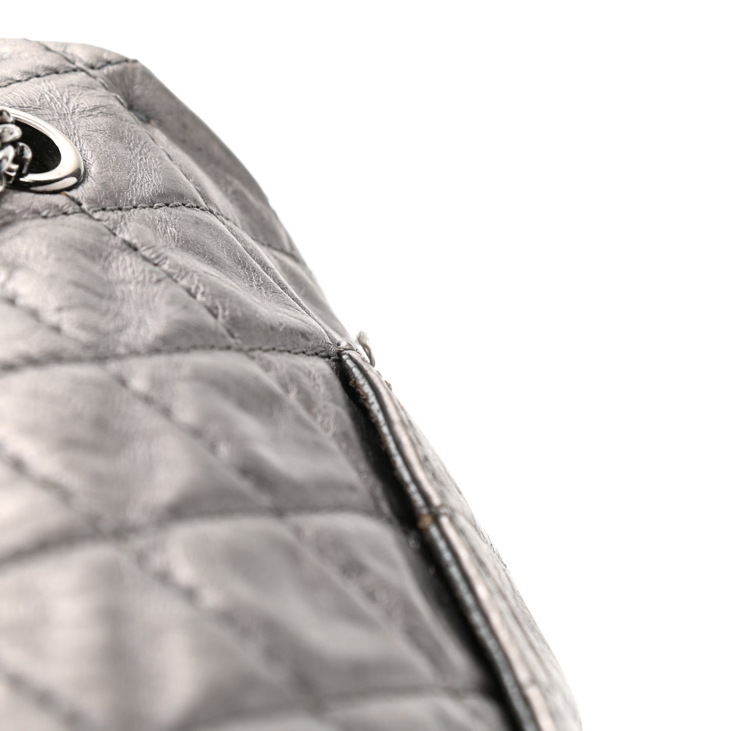 Metallic Aged Calfskin Quilted 2.55 Reissue 227 Flap Dark Silver