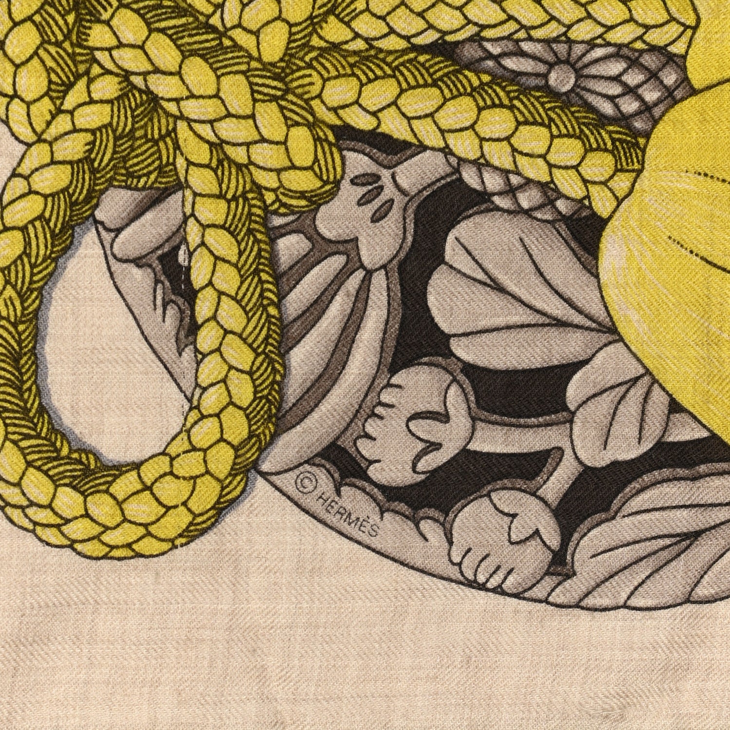 Hermes Cashmere Silk Parures De Samourais Shawl 140 3 of 5