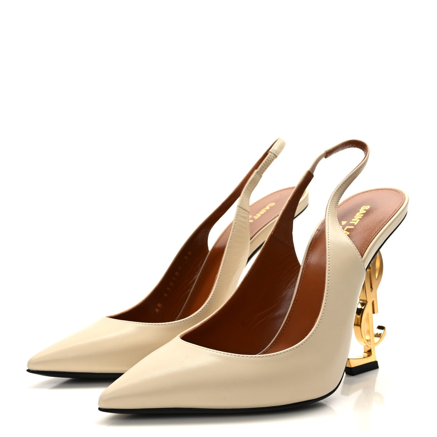 Saint Laurent Calfskin Opyum 110 Slingback Pumps 36 Real Beige 3 of 8