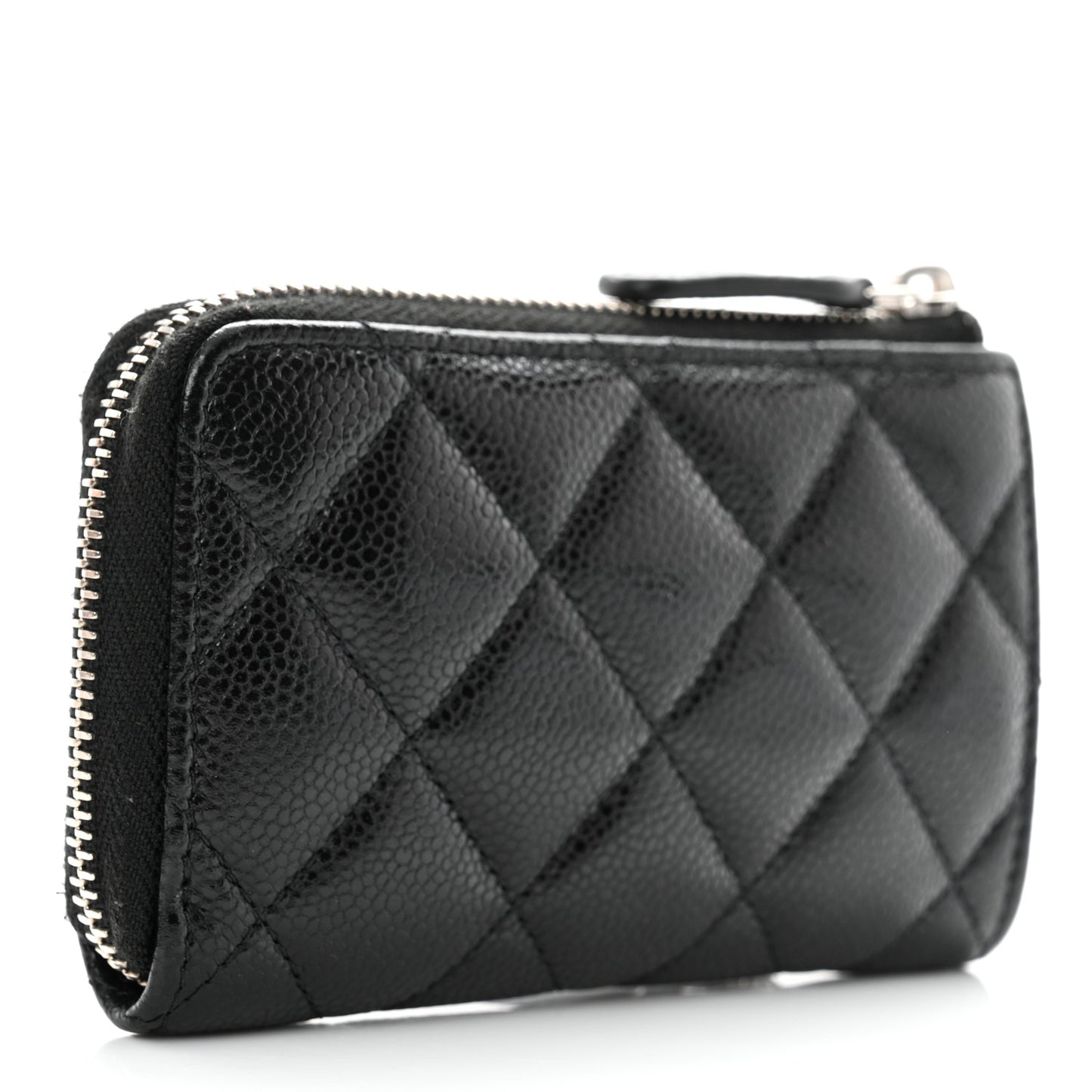 Caviar Quilted Zipped Key Holder Case Black