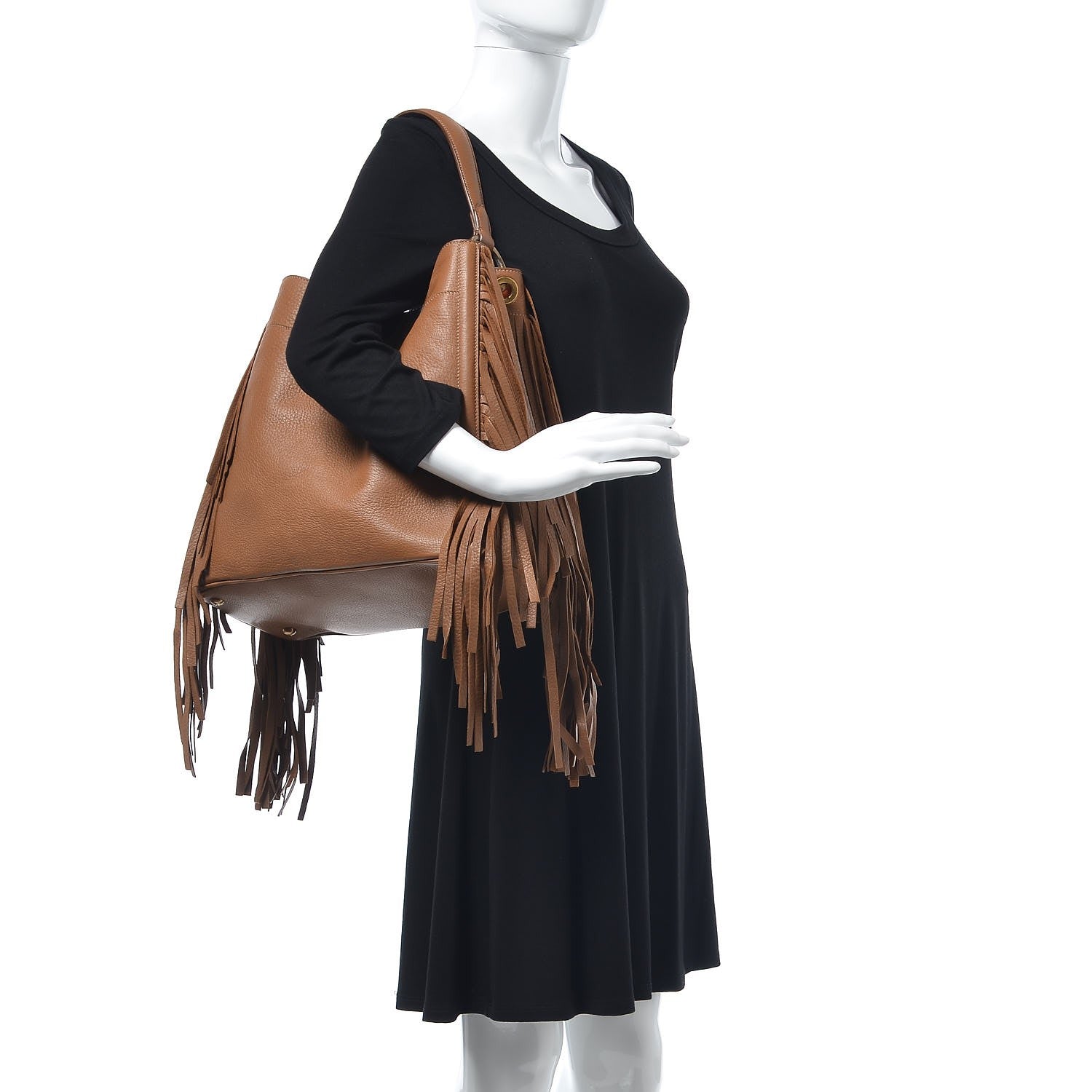 Prada Cervo Deerskin Fringe Hobo Cammello 2 of 9