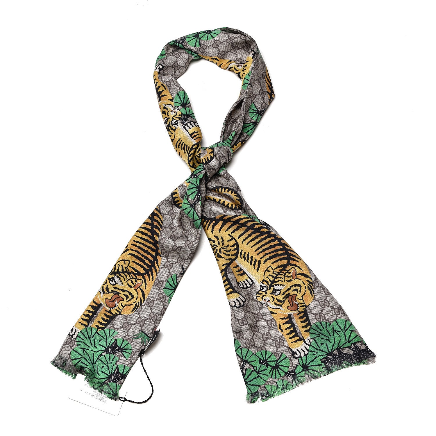 Gucci Silk GG Supreme Bengal Print Scarf Beige 1 of 5