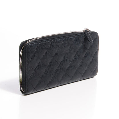 Chanel Iridescent Caviar Quilted Large Zip Around Wallet Black CC 3 of 8