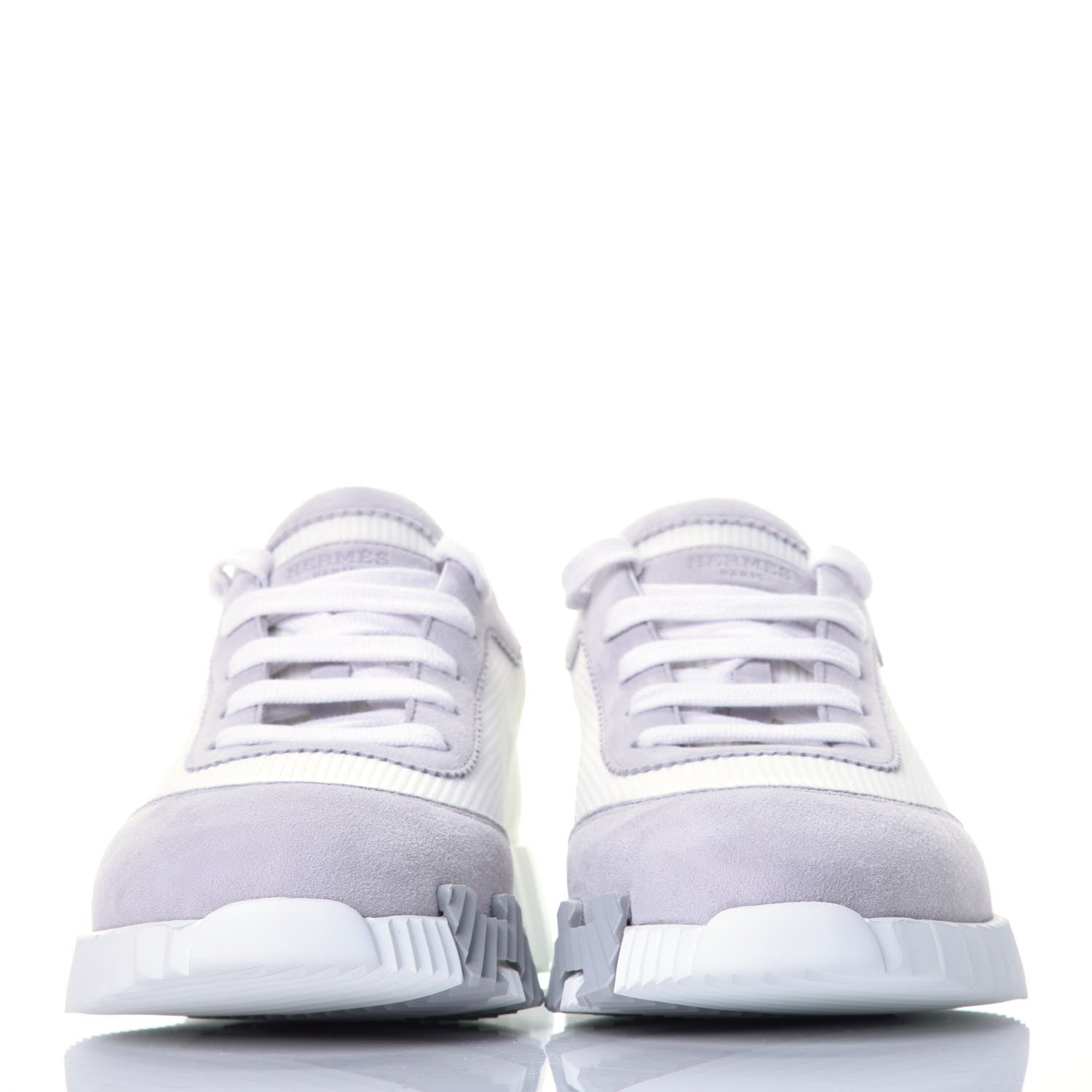 Hermes Technical Canvas Suede Goatskin Bouncing Sneakers 37.5 White Multicolor 2 of 8