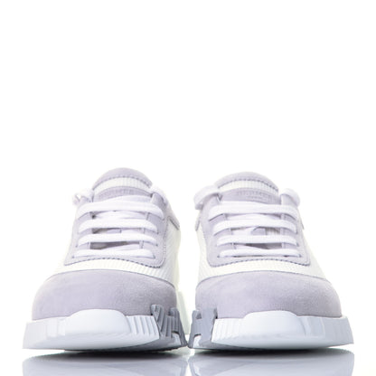 Hermes Technical Canvas Suede Goatskin Bouncing Sneakers 37.5 White Multicolor 2 of 8