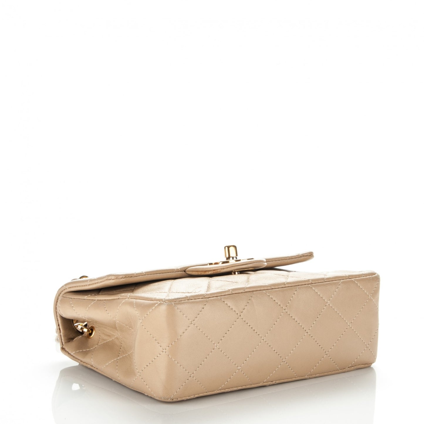 Lambskin Quilted Mini Square Flap Beige