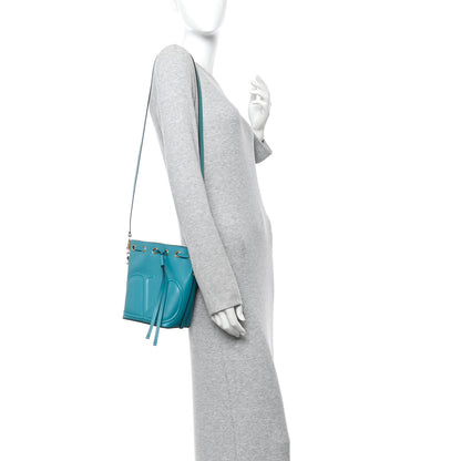 Valentino Garavani Calfskin Vlogo Bucket Bag Blue 2 of 10