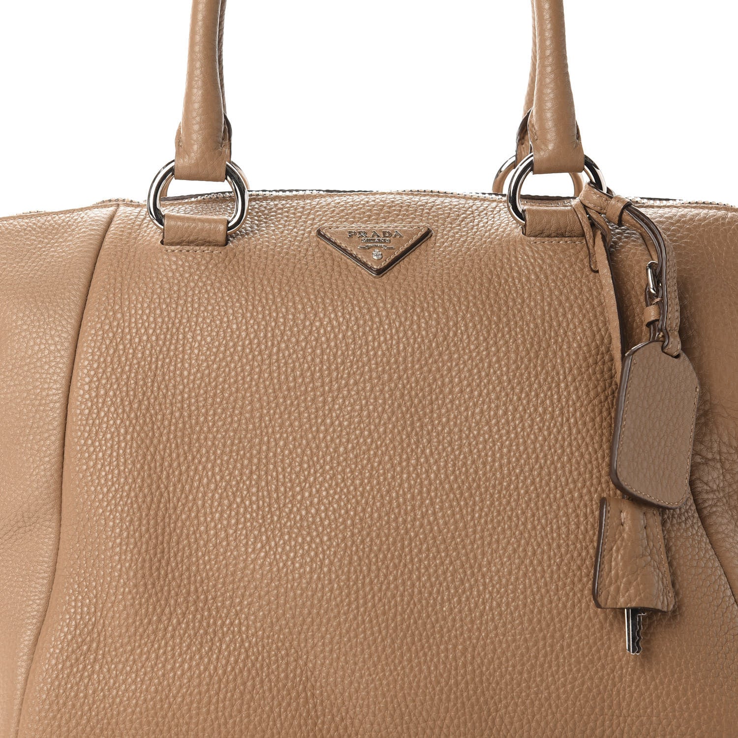 Prada Vitello Daino Double Handle Satchel Caramel 11 of 11