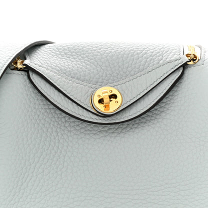 Hermes Taurillon Clemence Mini Lindy 20 Bleu Pale 8 of 10
