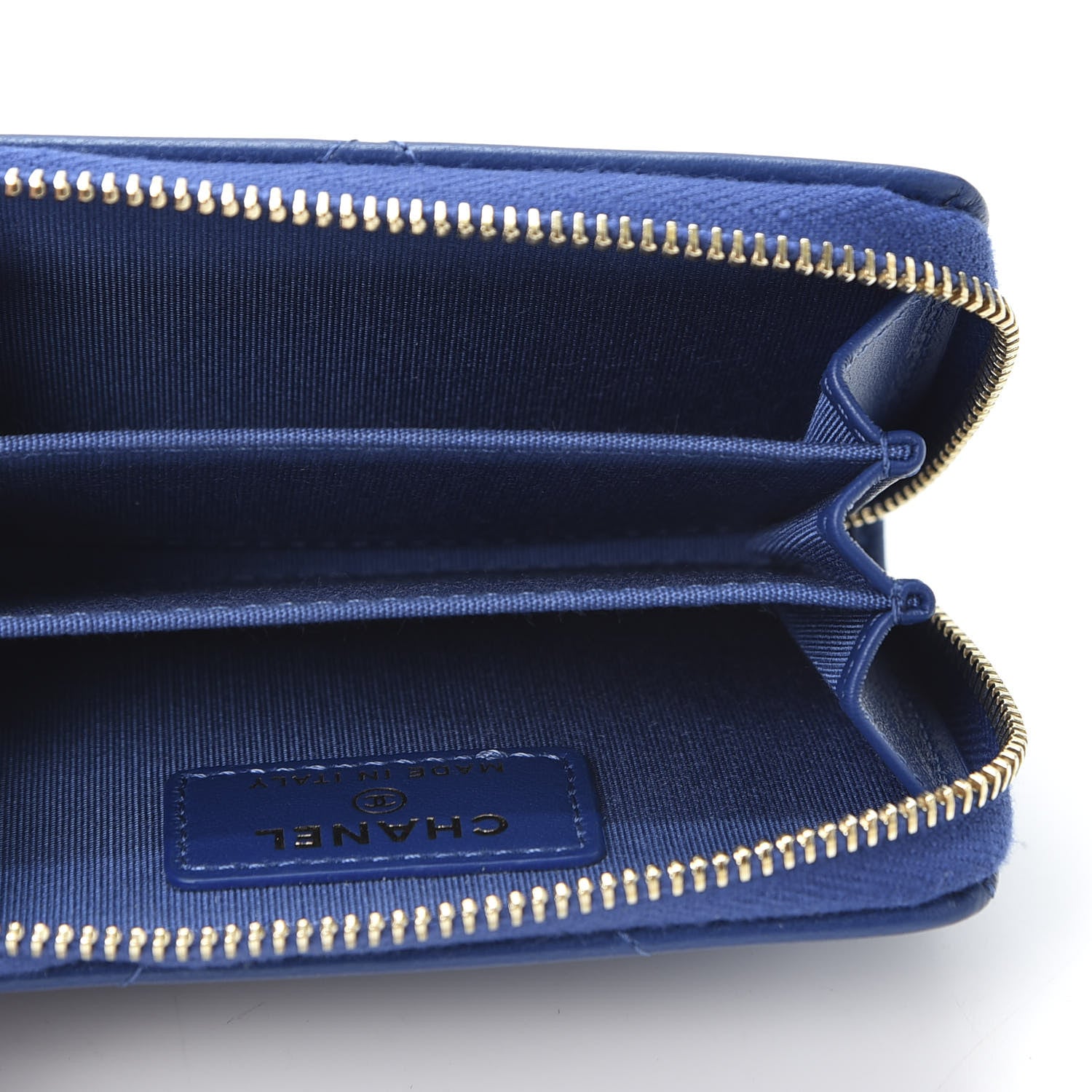 Chanel Goatskin Quilted 19 Zip Around Coin Purse Wallet Dark Blue 4 of 9