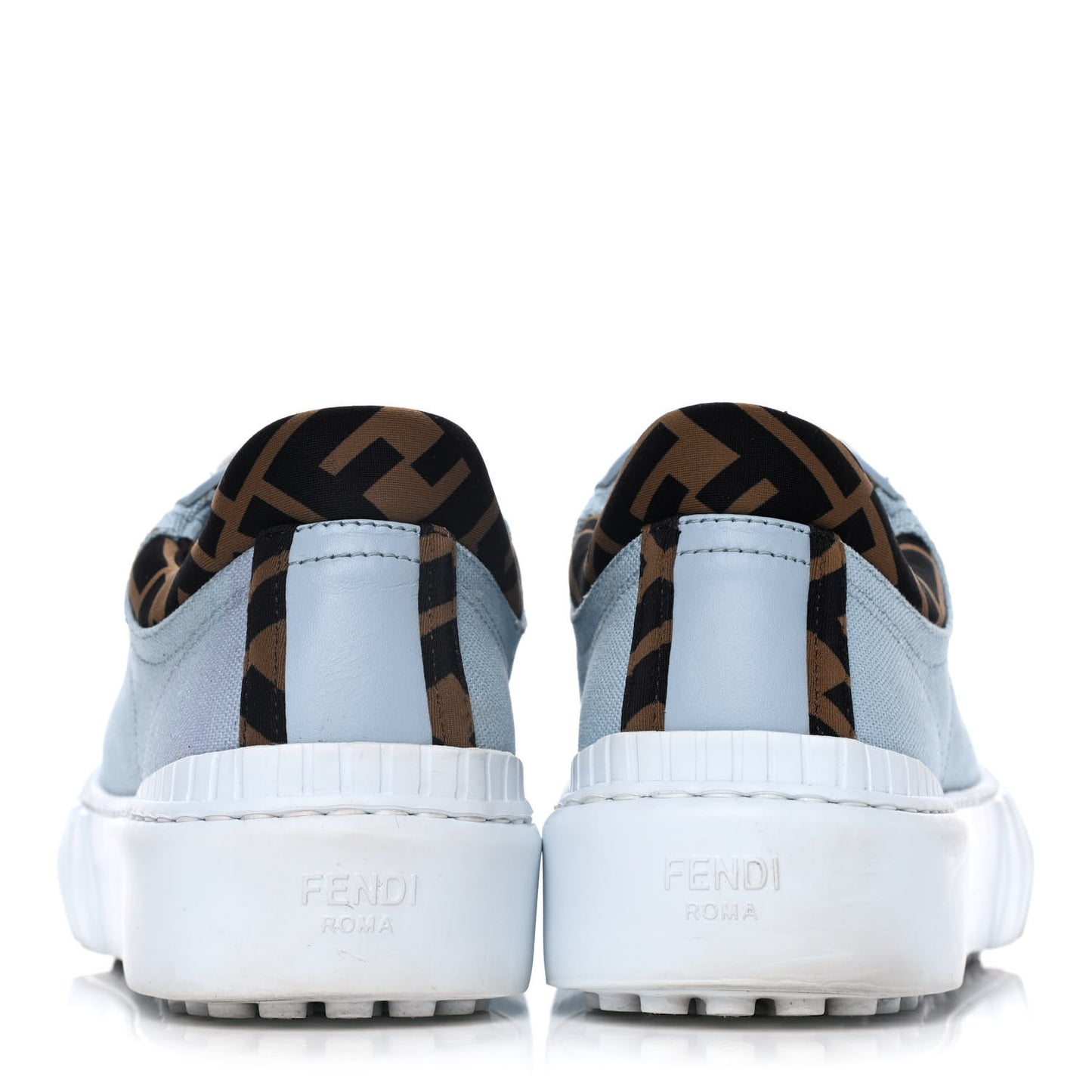 Canvas Lycra TPU FF Womens Fendi Force Low Top Sneakers 37 Sky Tobacco Black