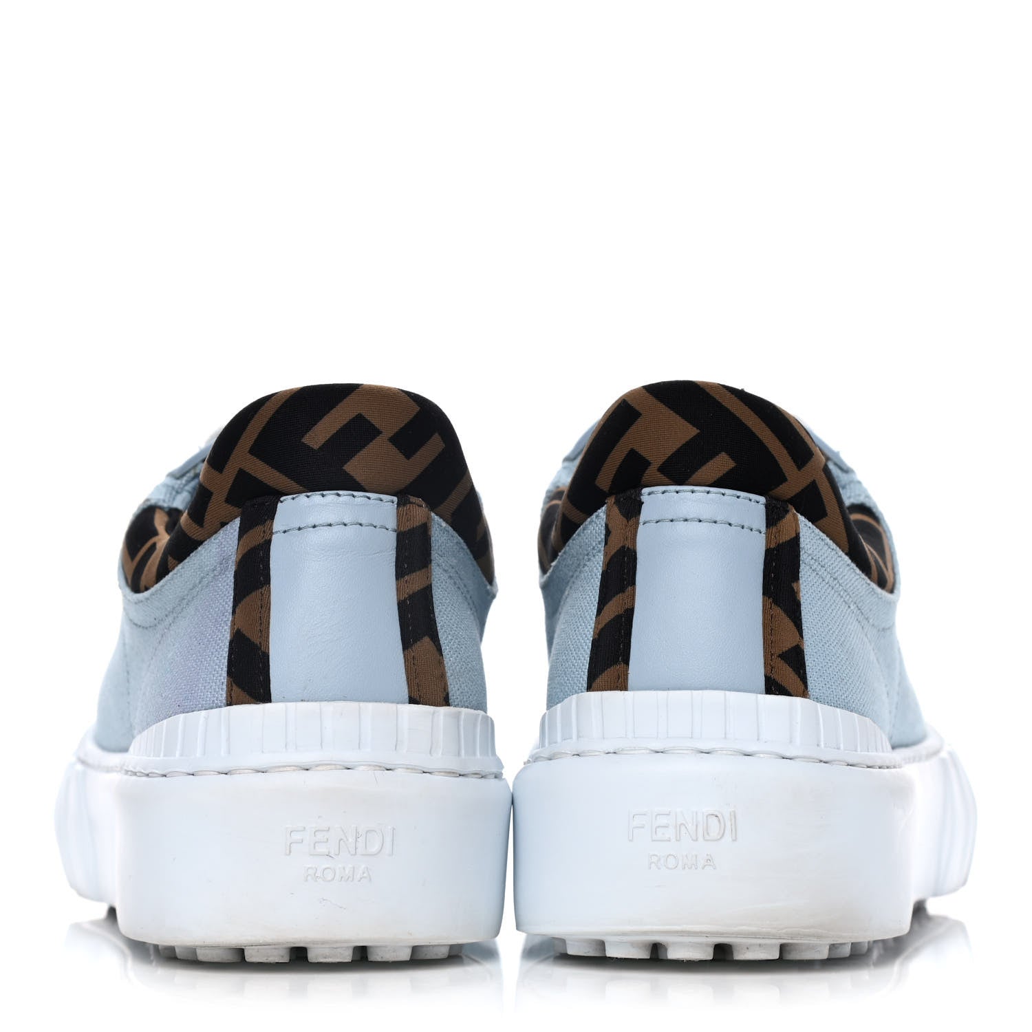 Fendi Canvas Lycra TPU FF Womens Fendi Force Low Top Sneakers 37 Sky Tobacco Black 5 of 11