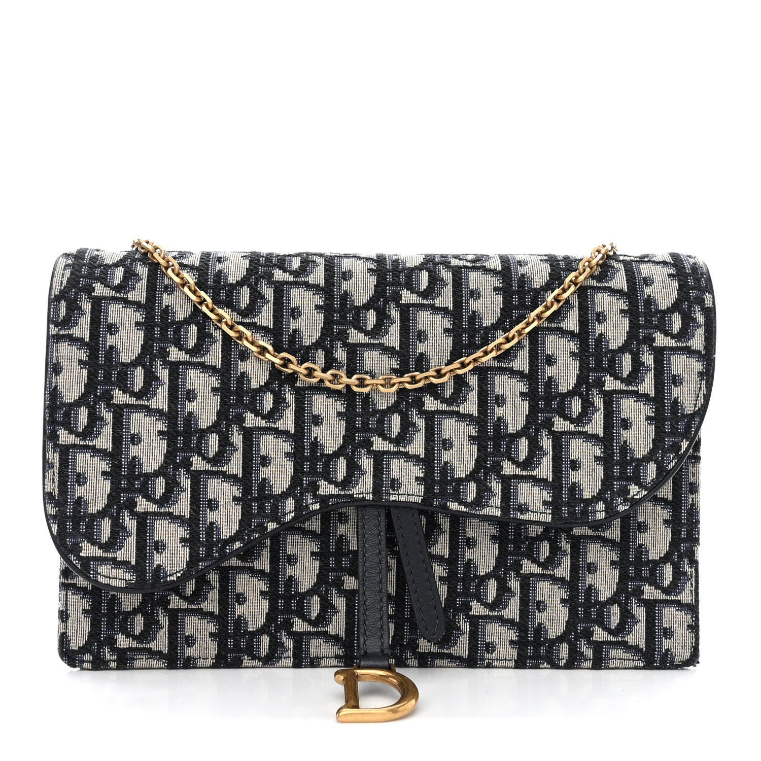 Christian Dior Oblique Saddle Chain Pouch Blue 1 of 12