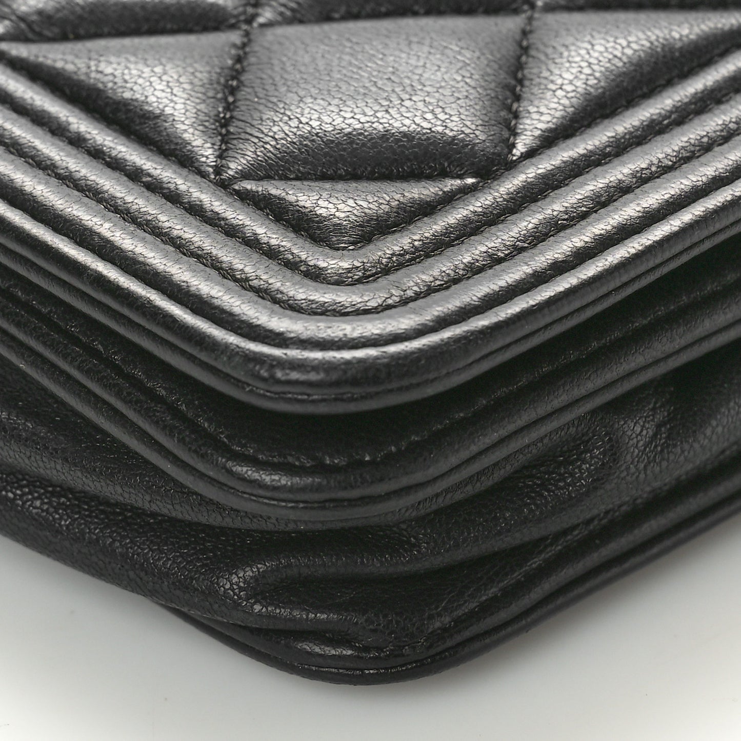 Lambskin Quilted Boy Wallet On Chain WOC Black