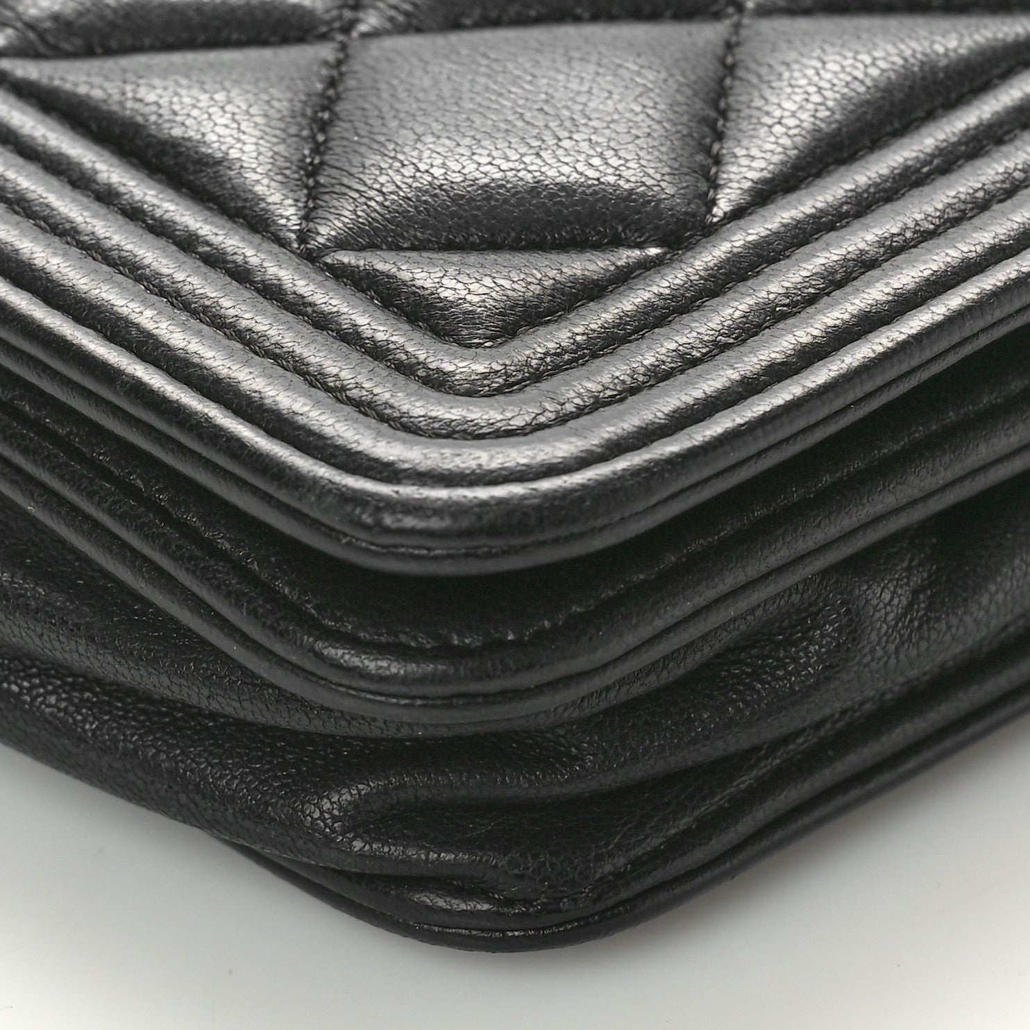 Chanel Lambskin Quilted Boy Wallet On Chain WOC Black 10 of 10