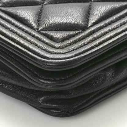 Chanel Lambskin Quilted Boy Wallet On Chain WOC Black 10 of 10
