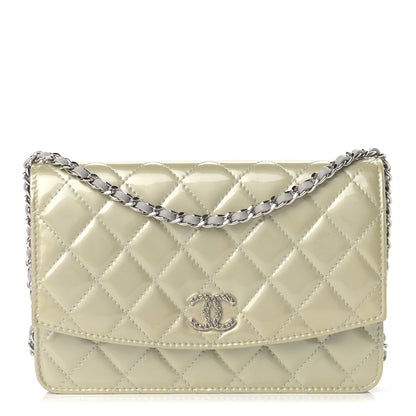 Chanel Patent Quilted Brilliant Wallet On Chain WOC Silver 1 of 14