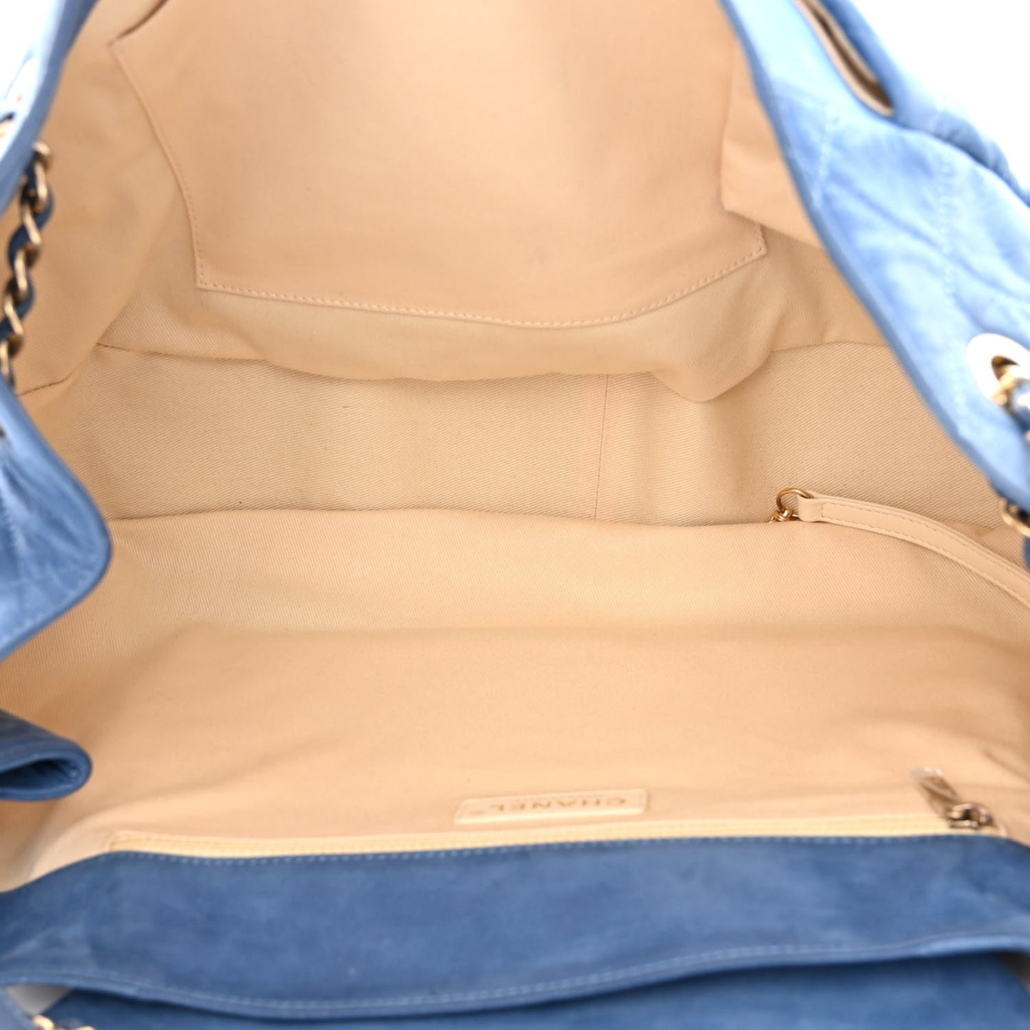 Iridescent Calfskin Chic Quilt Accordion Flap Bag Blue
