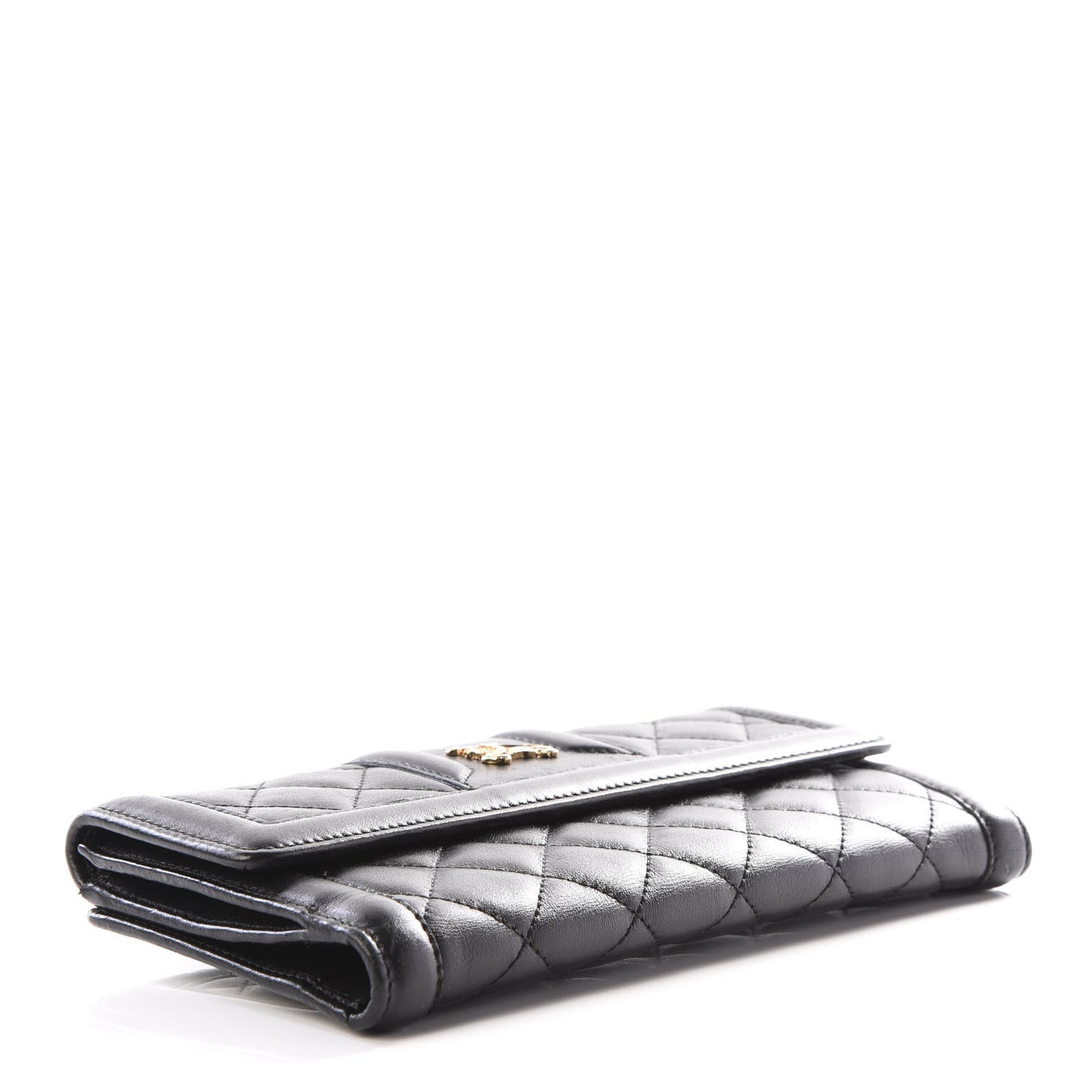 Calfskin Quilted Continental Wallet Black