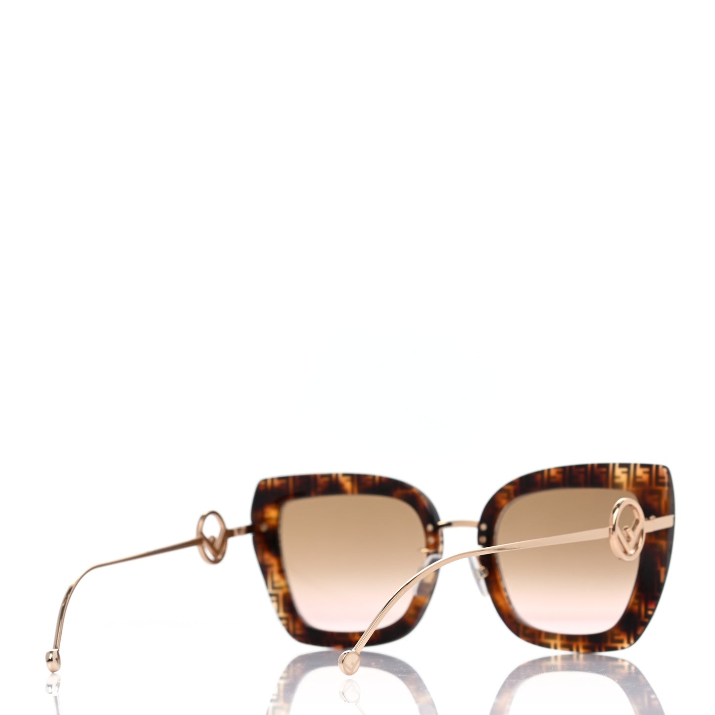 Acetate Metal F is Fendi FF Square Cat Eye Sunglasses FF 0424/F/S Havana
