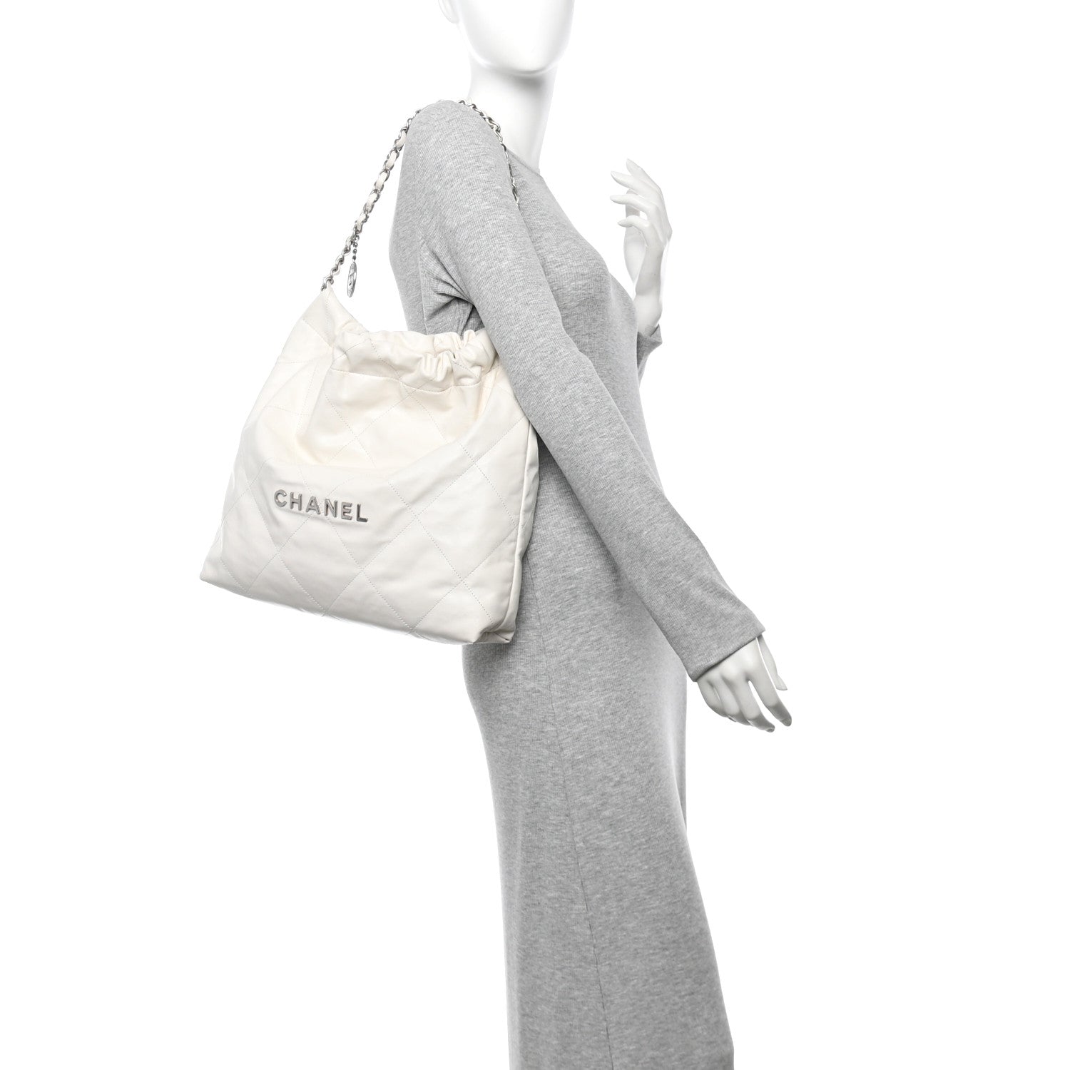 Chanel Shiny Calfskin Quilted Small Chanel 22 White 2 of 11