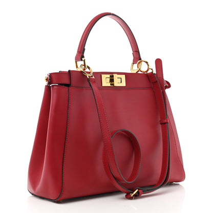 Fendi Vitello Morgan Fabric Jacquard Pequin Medium Peekaboo Iconic Satchel Mattone Tobacco Black 3 of 12