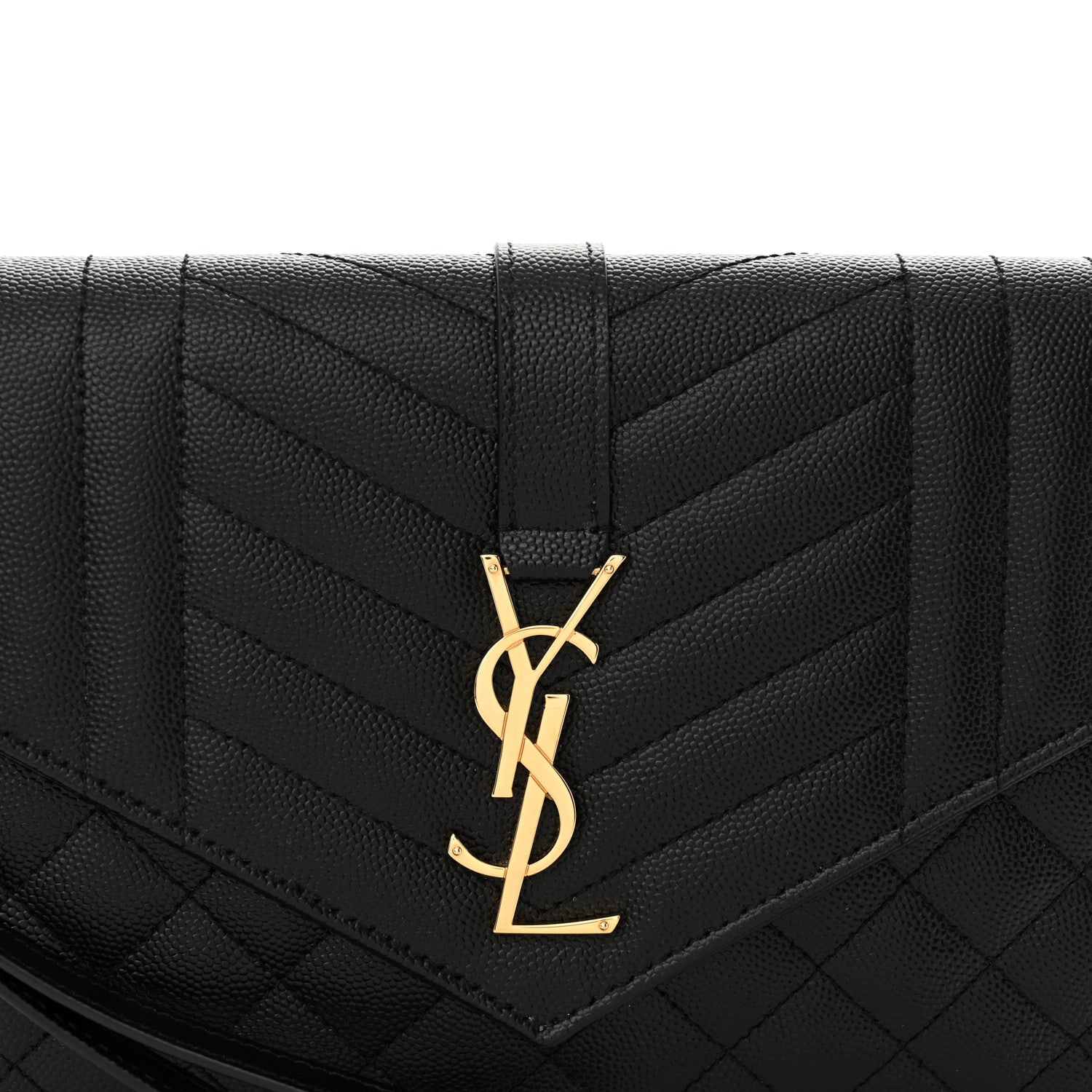 Saint Laurent Grain De Poudre Textured Mixed Matelasse Triquilt Monogram Clutch Black 8 of 14