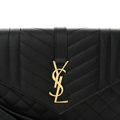 Saint Laurent Grain De Poudre Textured Mixed Matelasse Triquilt Monogram Clutch Black 8 of 14