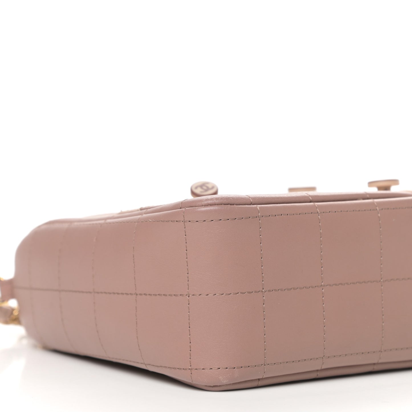 Calfskin Quilted Small Girl Shoulder Bag Beige