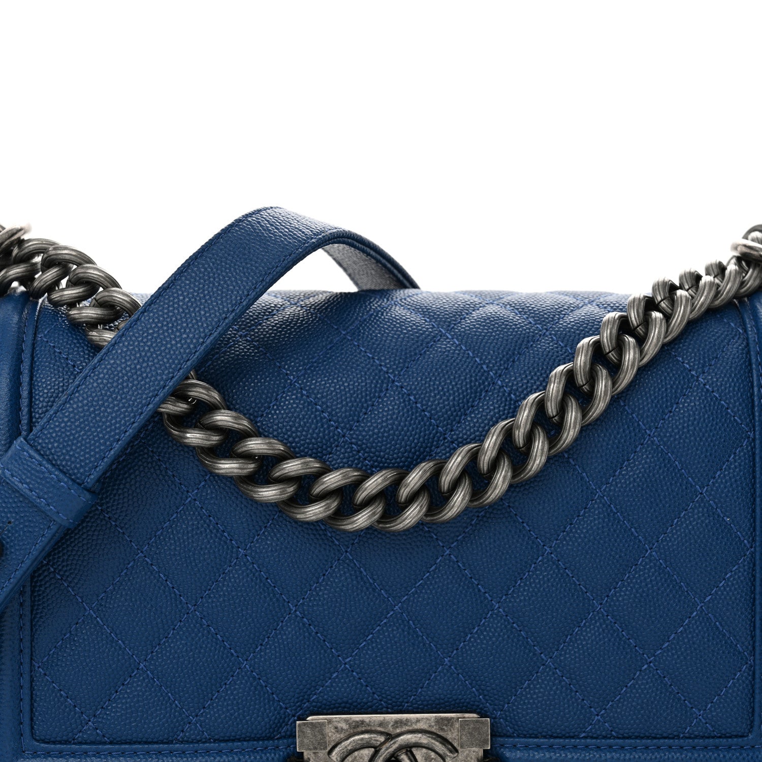 Chanel Caviar Quilted Medium Boy Flap Blue 8 of 13