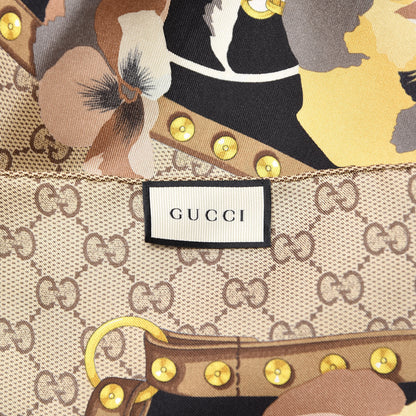 Gucci Silk Twill GG Monogram New Panshie Square Scarf Black Sky Blue 4 of 5