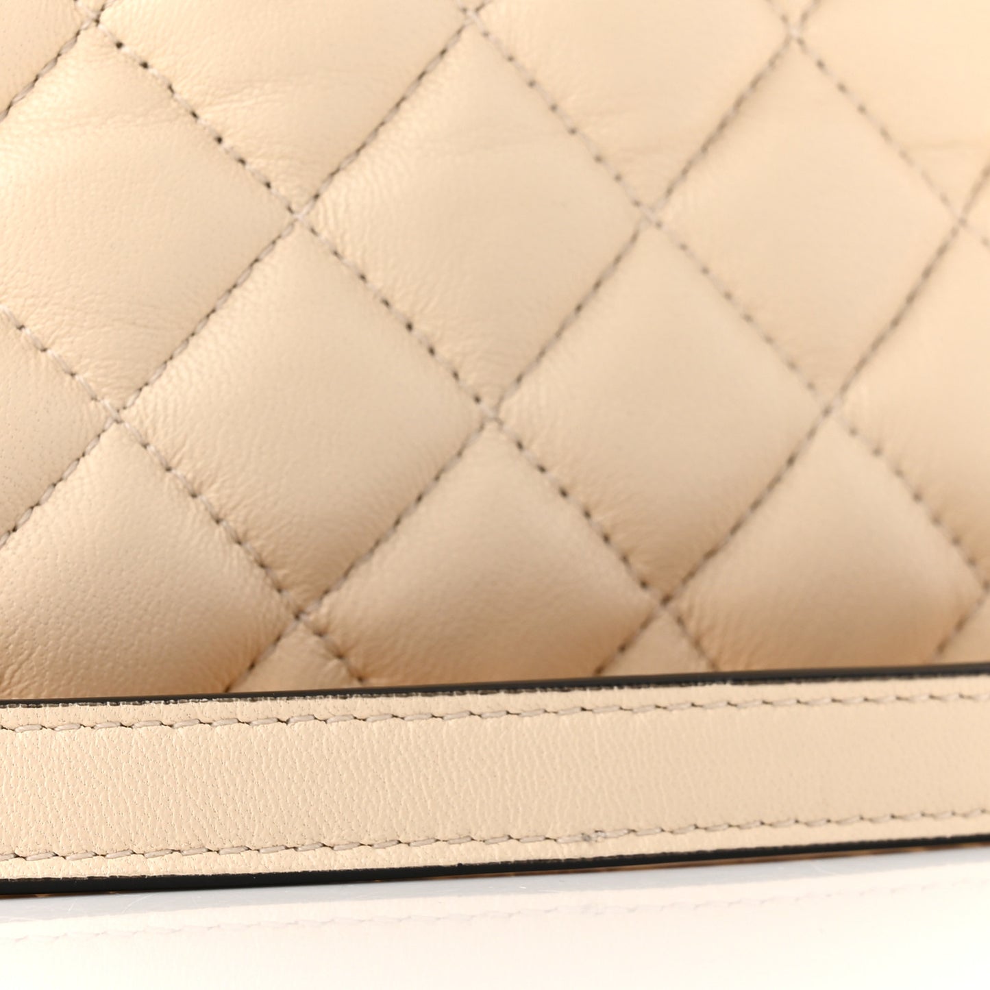 Nappa Quilted Medusa Chain Crossbody Beige