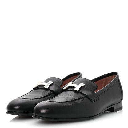 Hermes Goatskin Womens Paris Loafers 37 Black 4 of 12