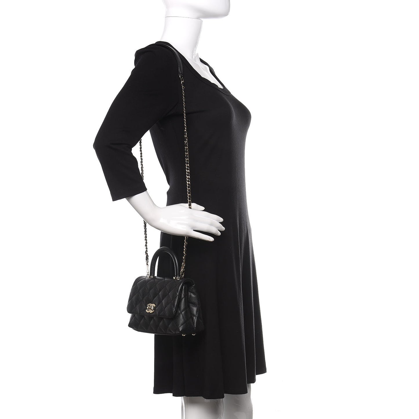 Caviar Quilted Extra Mini Coco Handle Flap Black