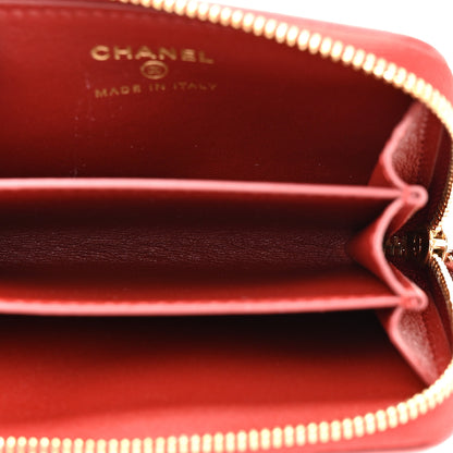 Chanel Calfskin Crocodile Embossed Crococo Zip Coin Purse Burgundy 5 of 8