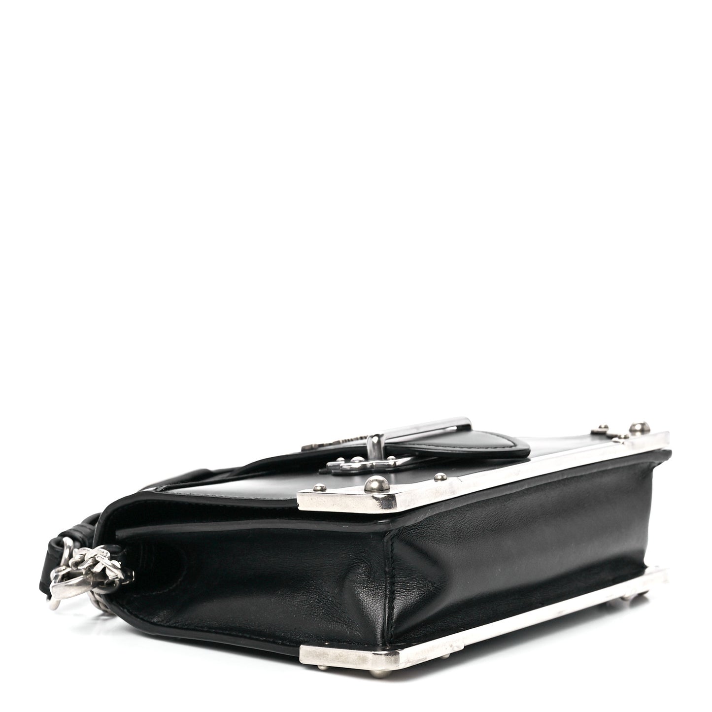 City Calfskin Cahier Chain Wristlet Clutch Black