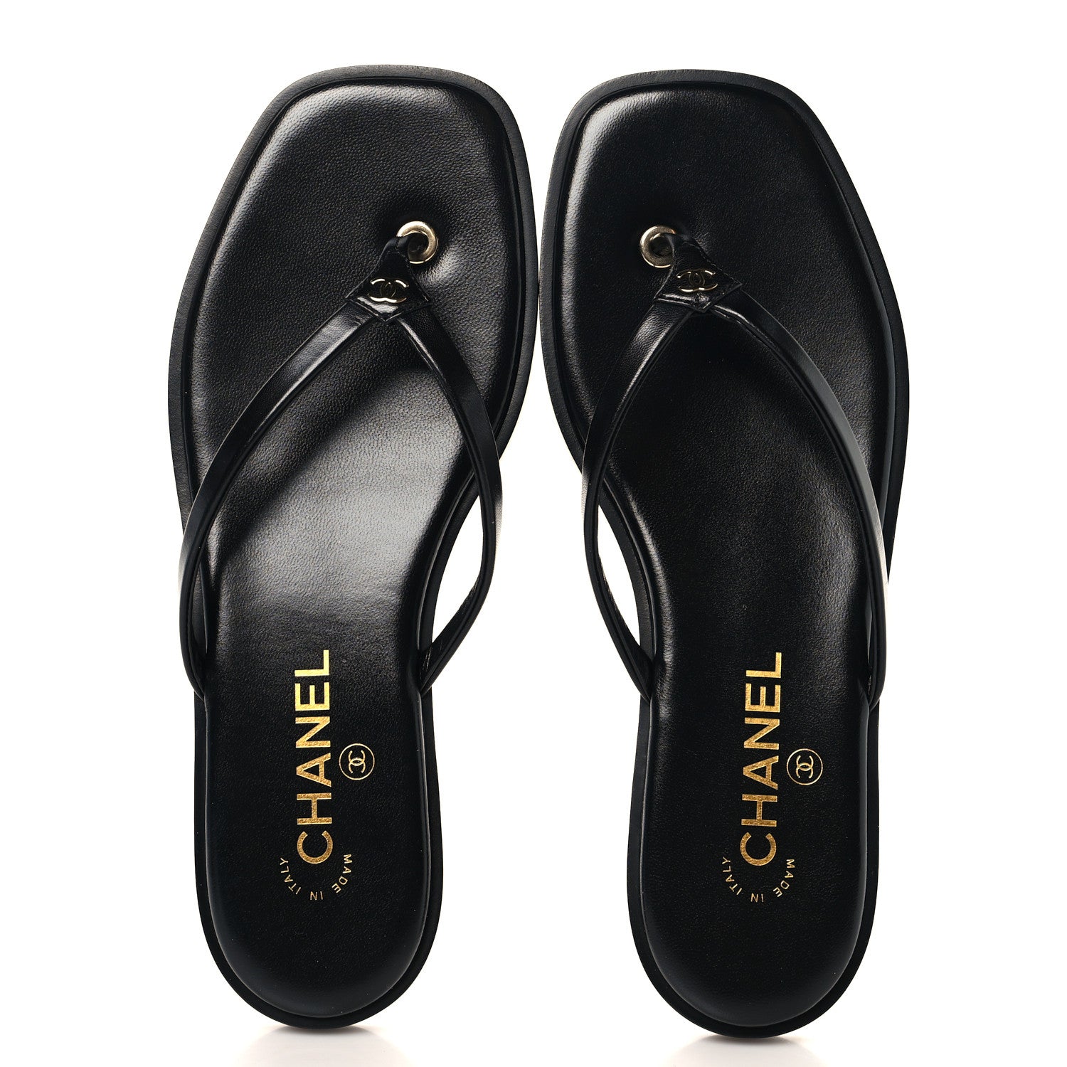 Chanel Goatskin CC Times Square Thong Sandals 39 Black 4 of 20