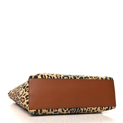 Valentino Garavani Canvas Nappa Leopard Print Rockstud Tote Brown 4 of 14