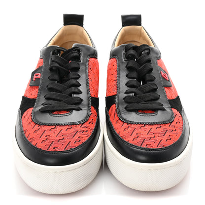 Christian Louboutin Calfskin Printed Mens Happyrui Techno Flat Sneakers 45 Black Smoothie 3 of 8