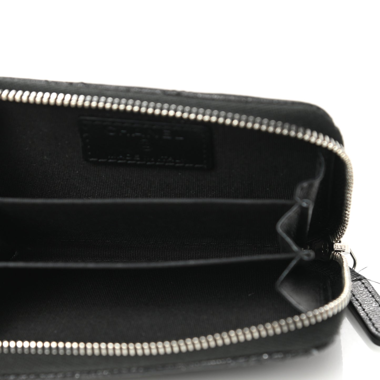 Metallic Lambskin Star Embossed Coin Purse Case Black