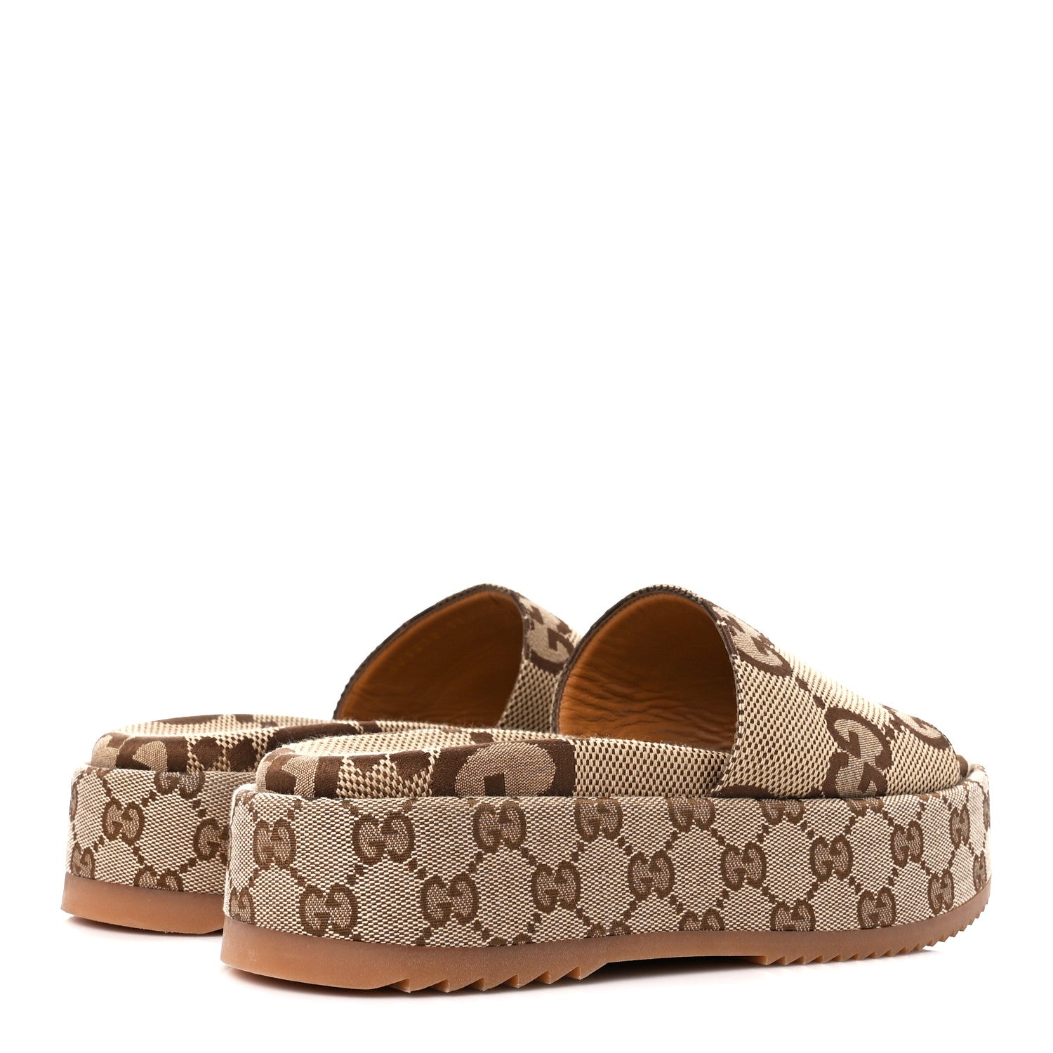 Gucci Monogram Maxi GG Angelina Platform 55mm Slide Sandals 38.5 Camel Ebony 4 of 11