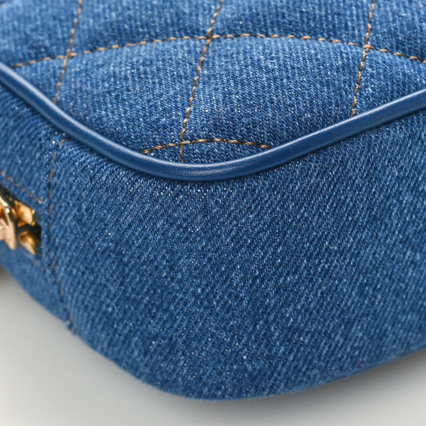 Denim Quilted La Medusa Camera Bag Blue