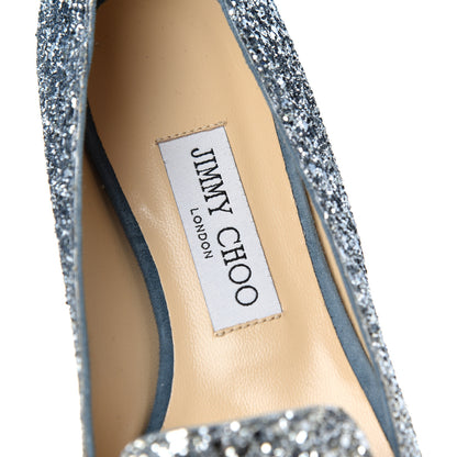 Jimmy Choo Glitter Degrade Fireball Gabie Flats 37.5 Silver Dusk Blue 8 of 10