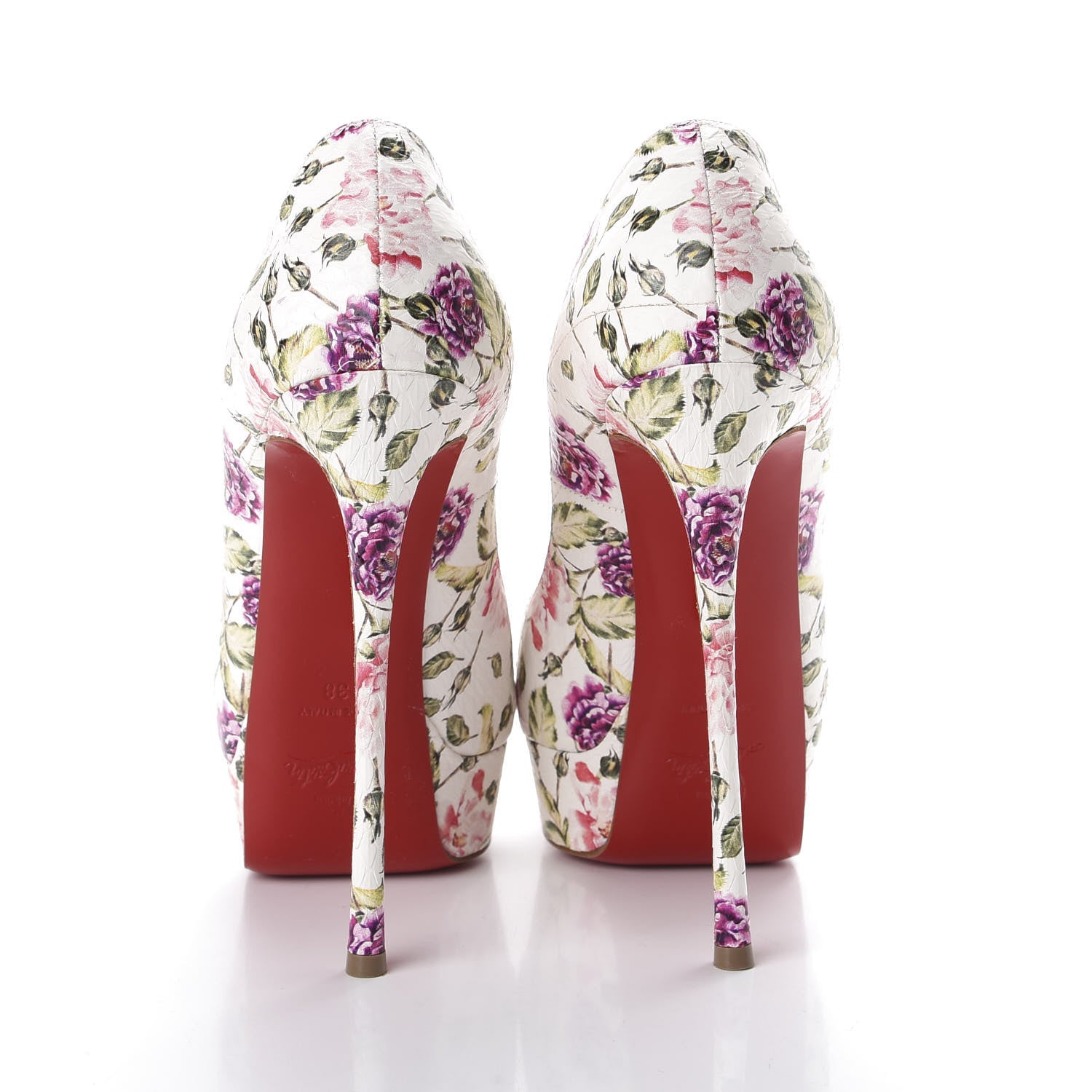 Christian Louboutin Watersnake Fiori Fetish Peep 150 Pumps 38 Latte Pompadour 7 of 10